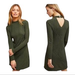 NEW Anthropologie Hutch Long Sleeve Knit Dress Green Moss Black Choker Women M